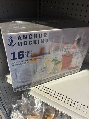 Anchor Hocking Clear Glass 16-Piece Tumbler Set with Patterned Glass